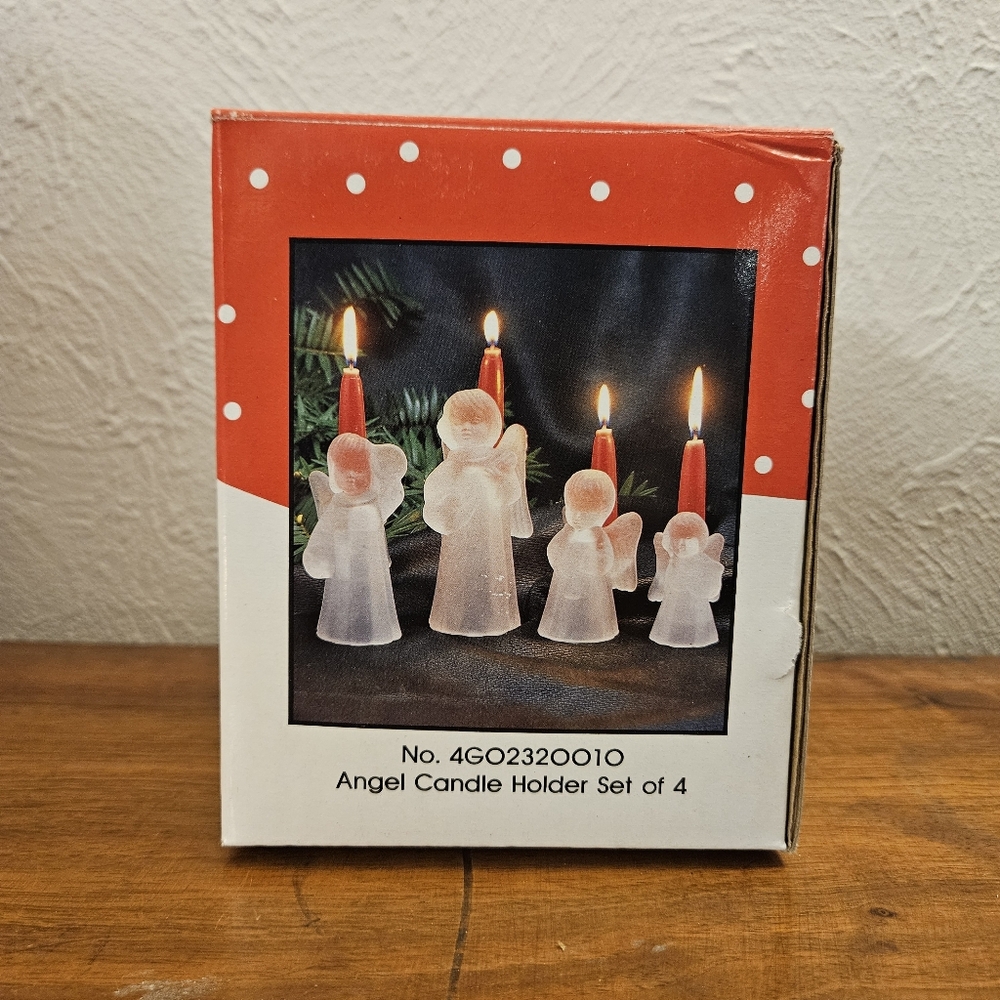 Vintage International Silver Company Christmas Frosted Glass Angels in OG Box